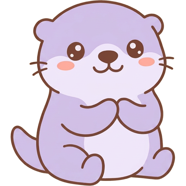 Lotti, a smiling purple otter
